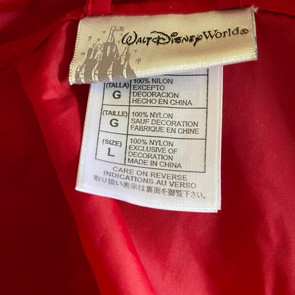 Walt Disney World Rain Jacket Windbreaker Hooded Sz L Red Pullover - Picture 6 of 7